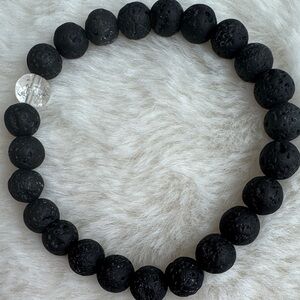 Black Lava Stone Bracelet with Crystal